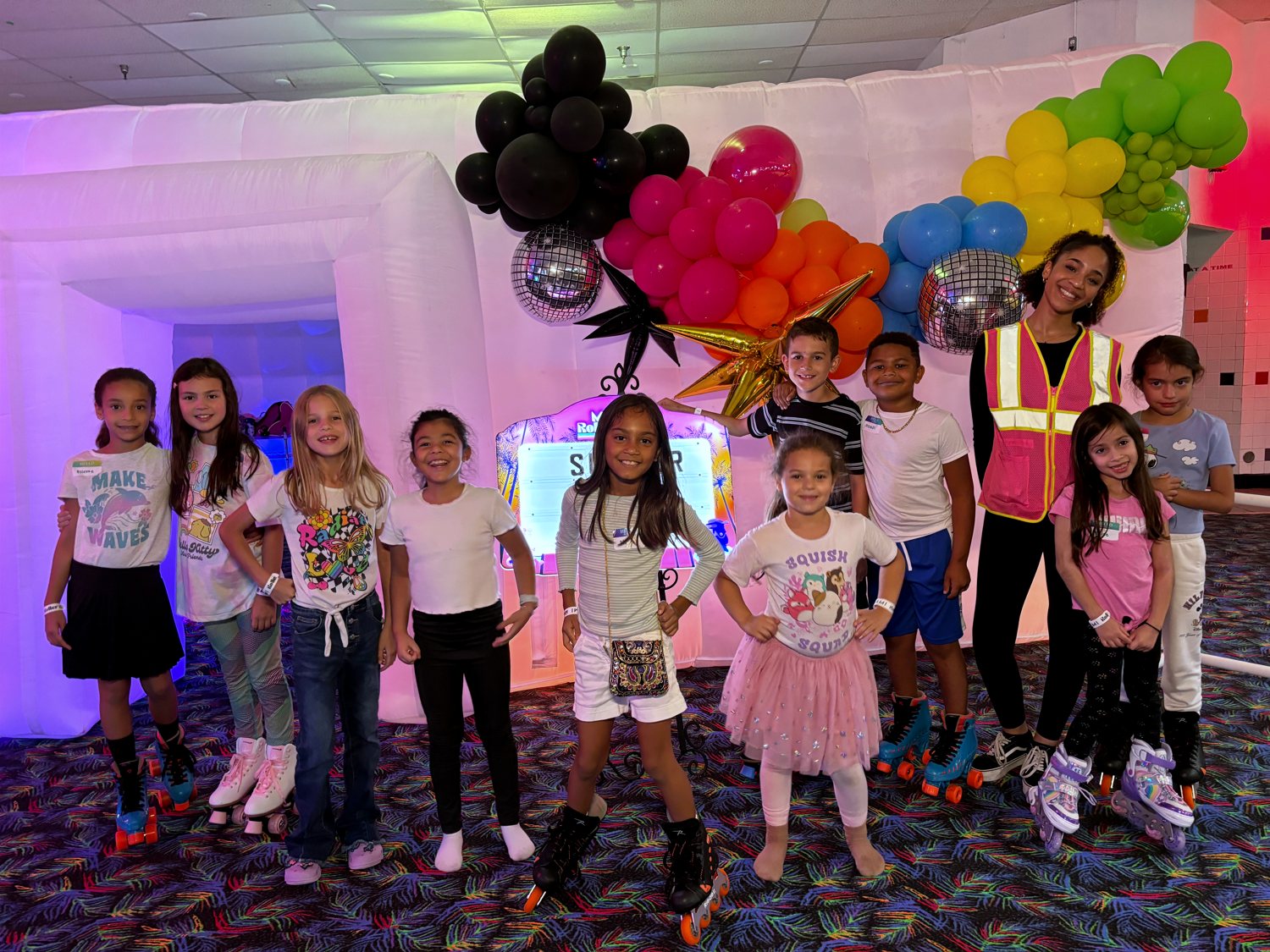 Kids enjoying a party celebration at Miami Roller Rink